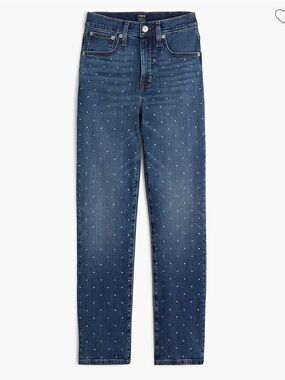 J.Crew Rhinestone Essential Straight Jeans 35P All-Day Stretch NWT